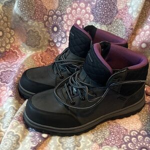 Women's Black and Purple Ankle work Boots composite toe